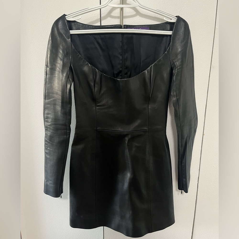 Ralph Lauren Purple Label Black Leather Mini Dress